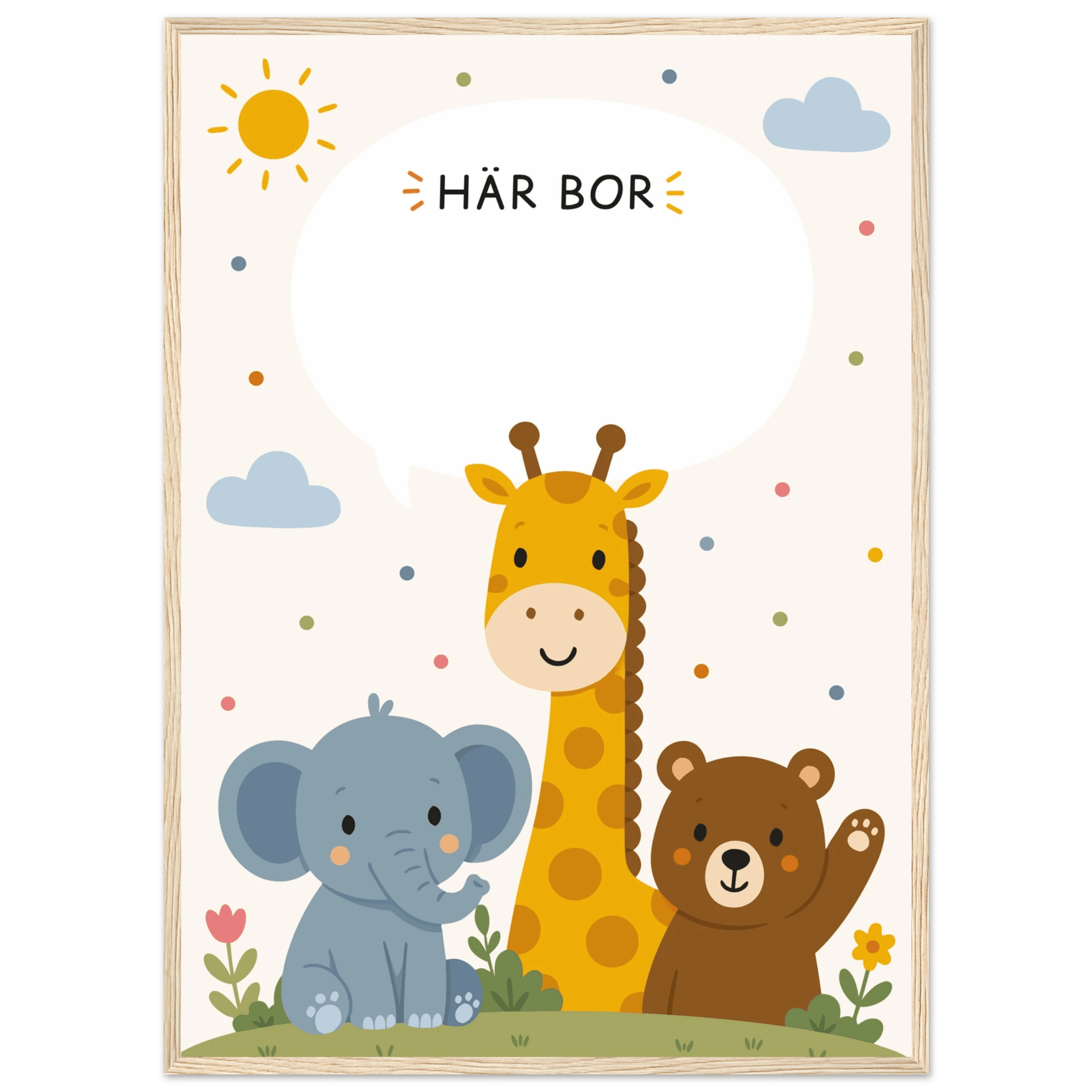 Personlig namnposter med djur | Här bor 💚 poster