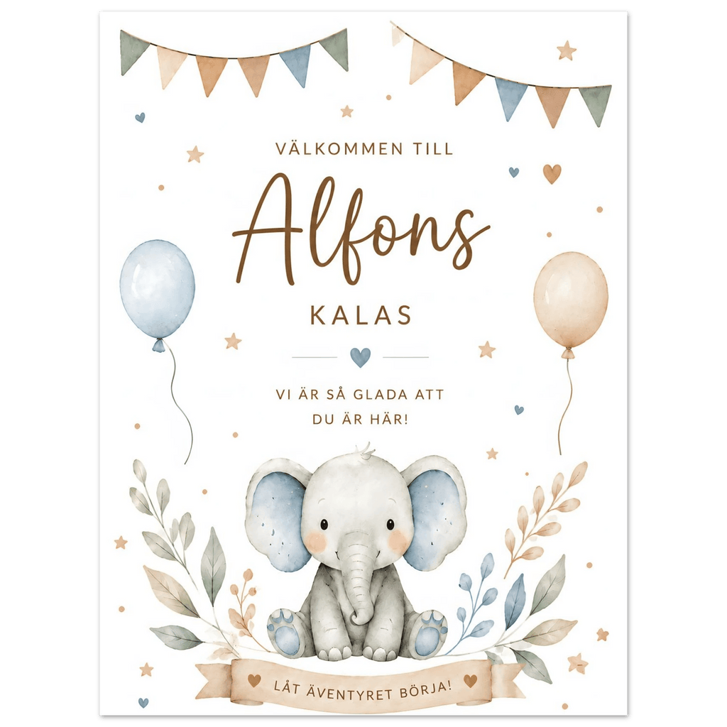 Personlig välkomstskylt till kalas, dop & babyshower poster