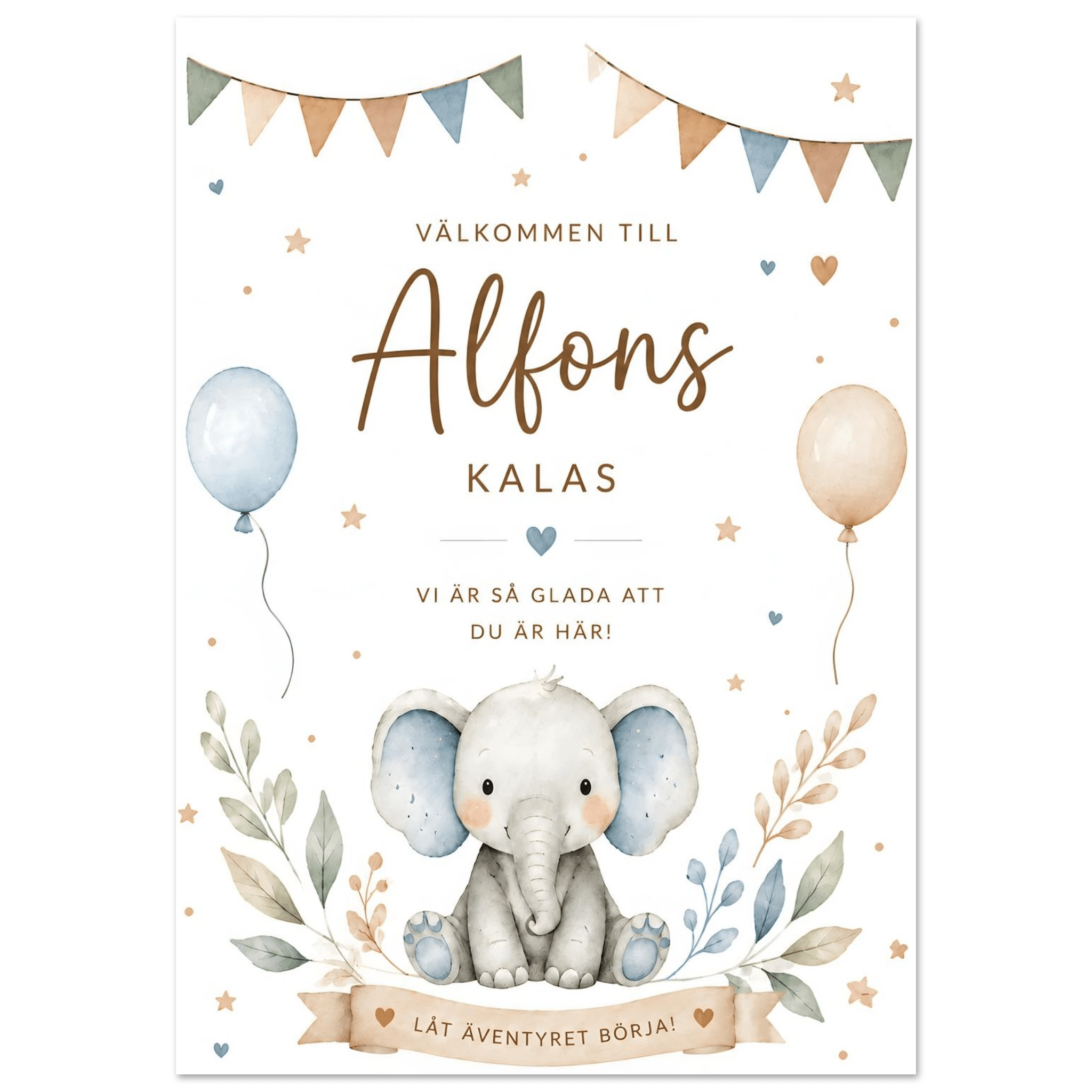 Personlig välkomstskylt till kalas, dop & babyshower poster