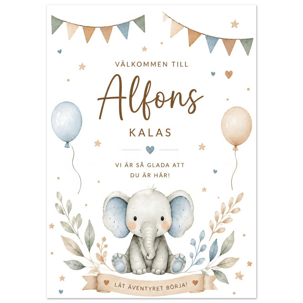 Personlig välkomstskylt till kalas, dop & babyshower poster