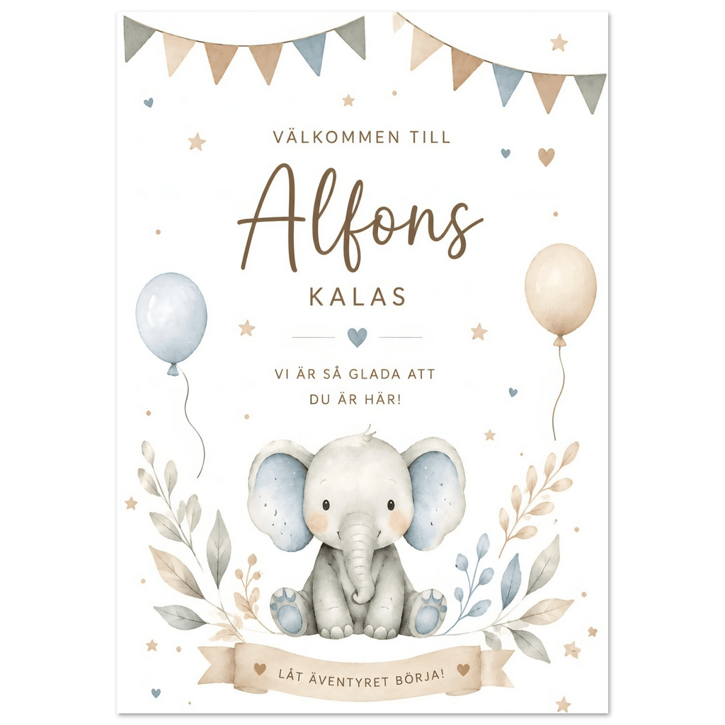 Personlig välkomstskylt till kalas, dop & babyshower på PVC-skiva poster