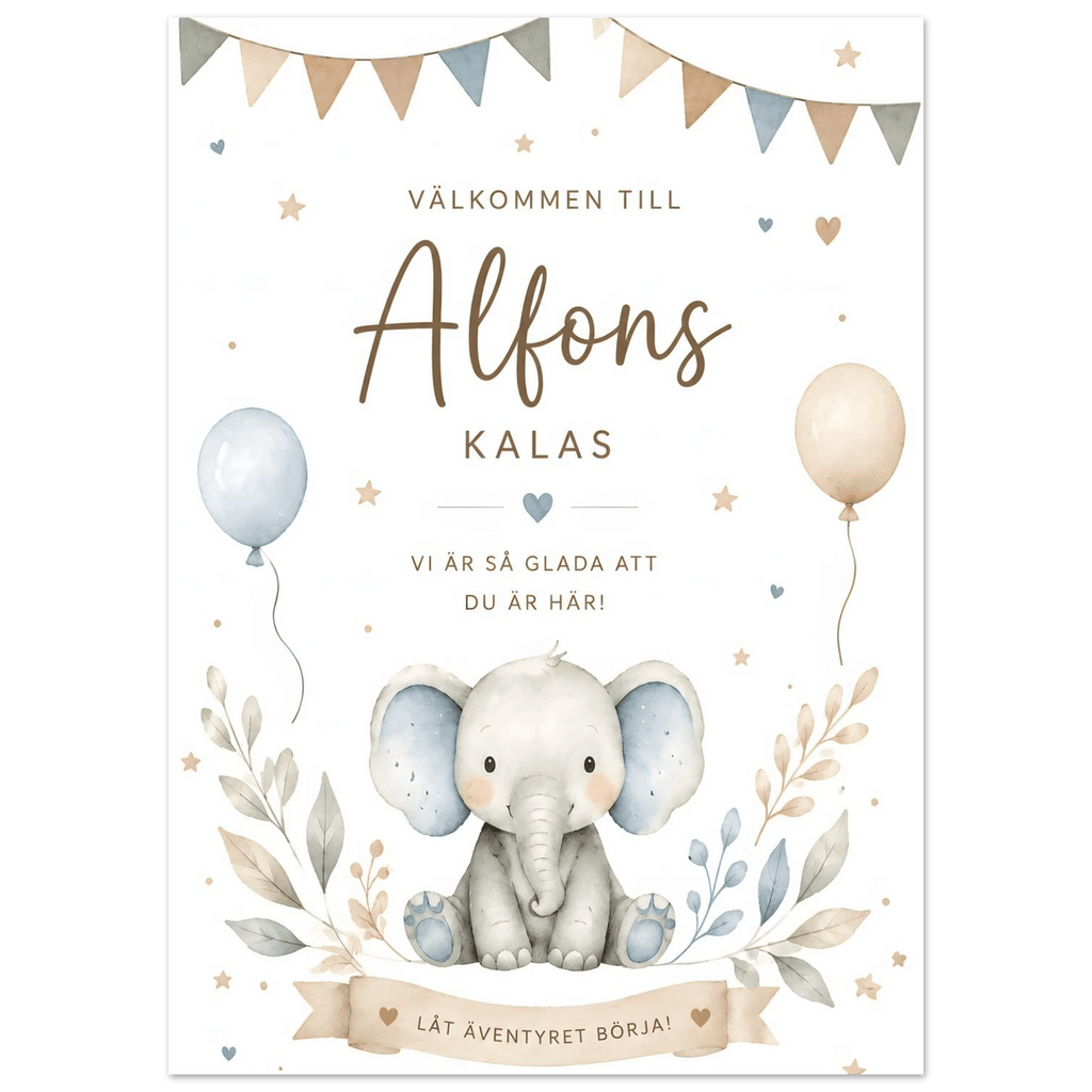 Personlig välkomstskylt till kalas, dop & babyshower på PVC-skiva poster