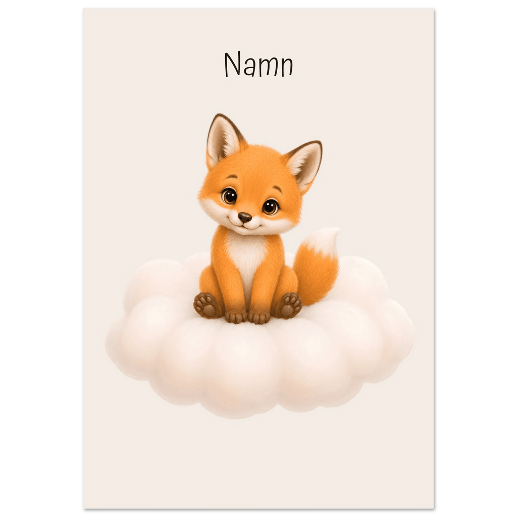 Räv på moln med namn poster