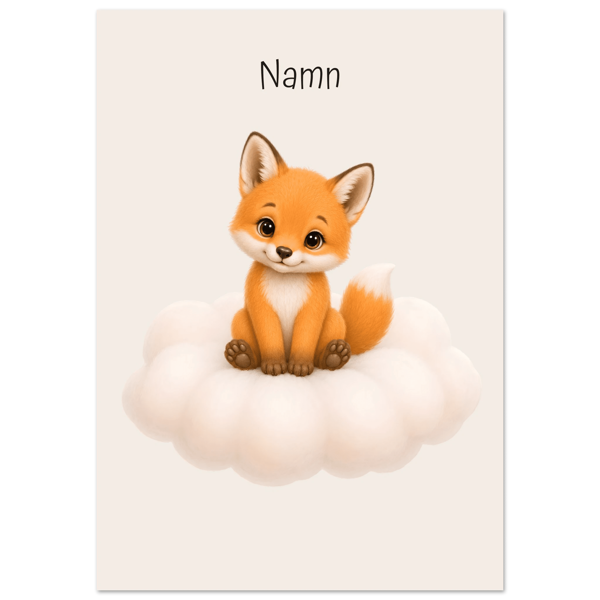 Räv på moln med namn poster