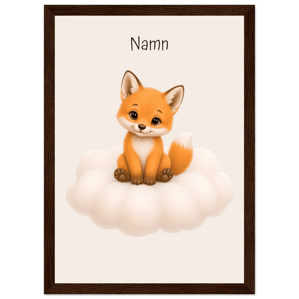 Räv på moln med namn poster