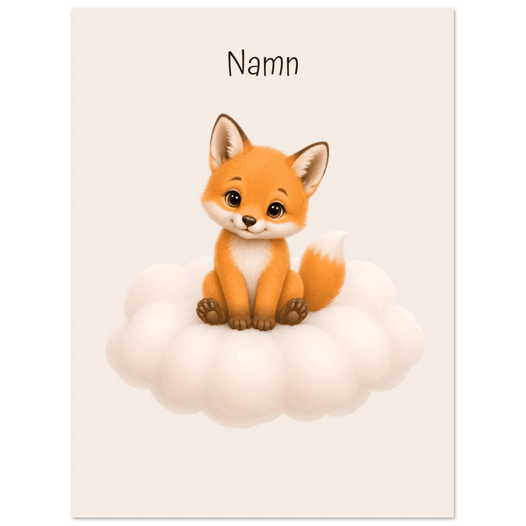 Räv på moln med namn poster