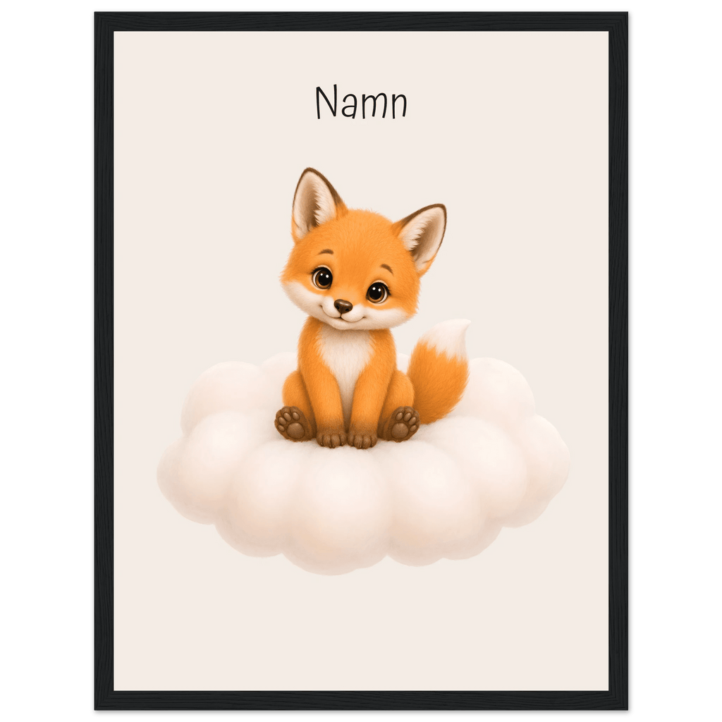Räv på moln med namn poster