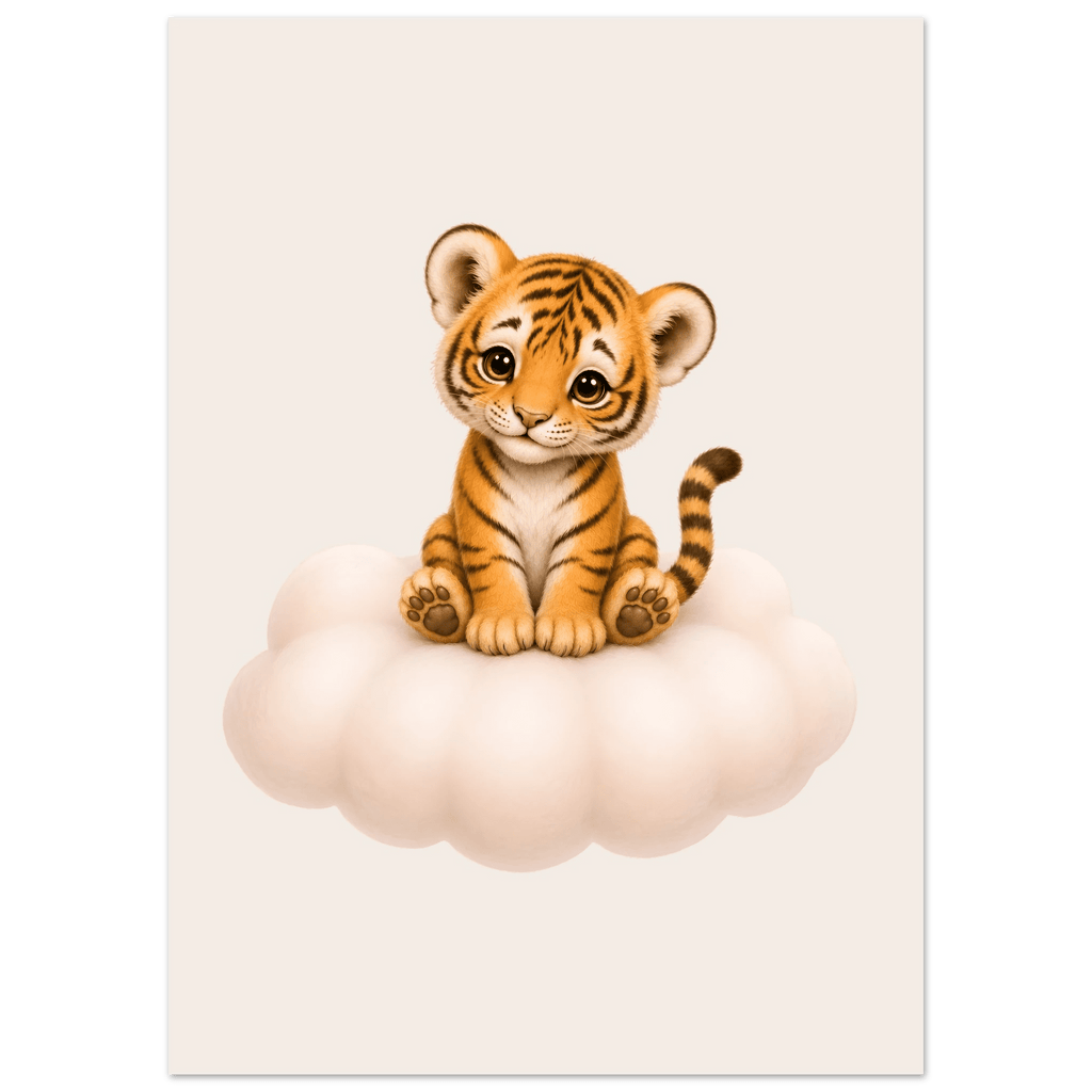 Söt tiger på moln poster poster