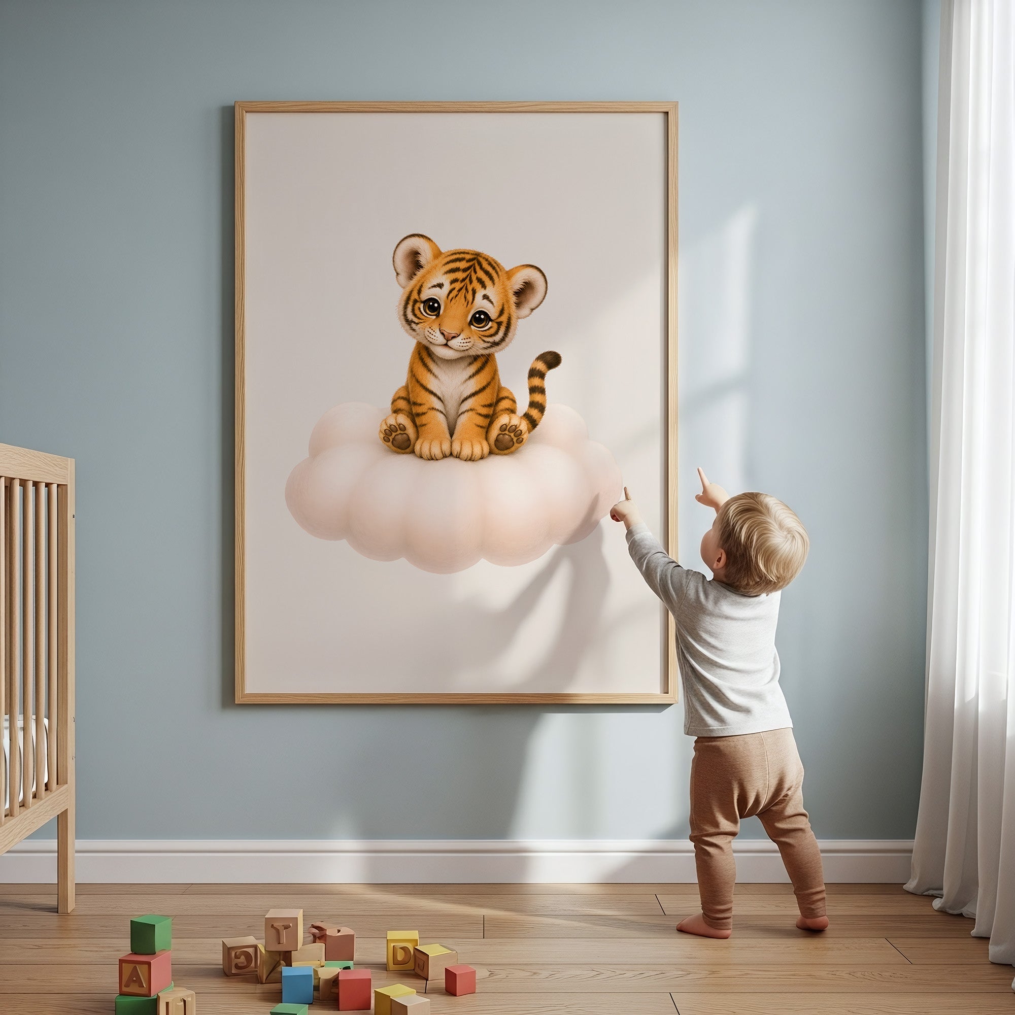 Söt tiger på moln poster poster