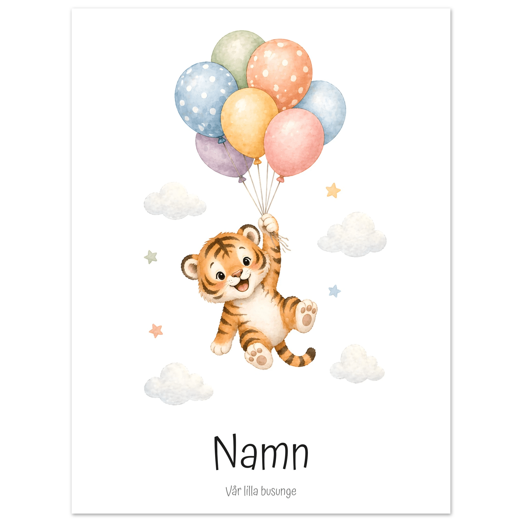 Tiger med personligt namn & text poster