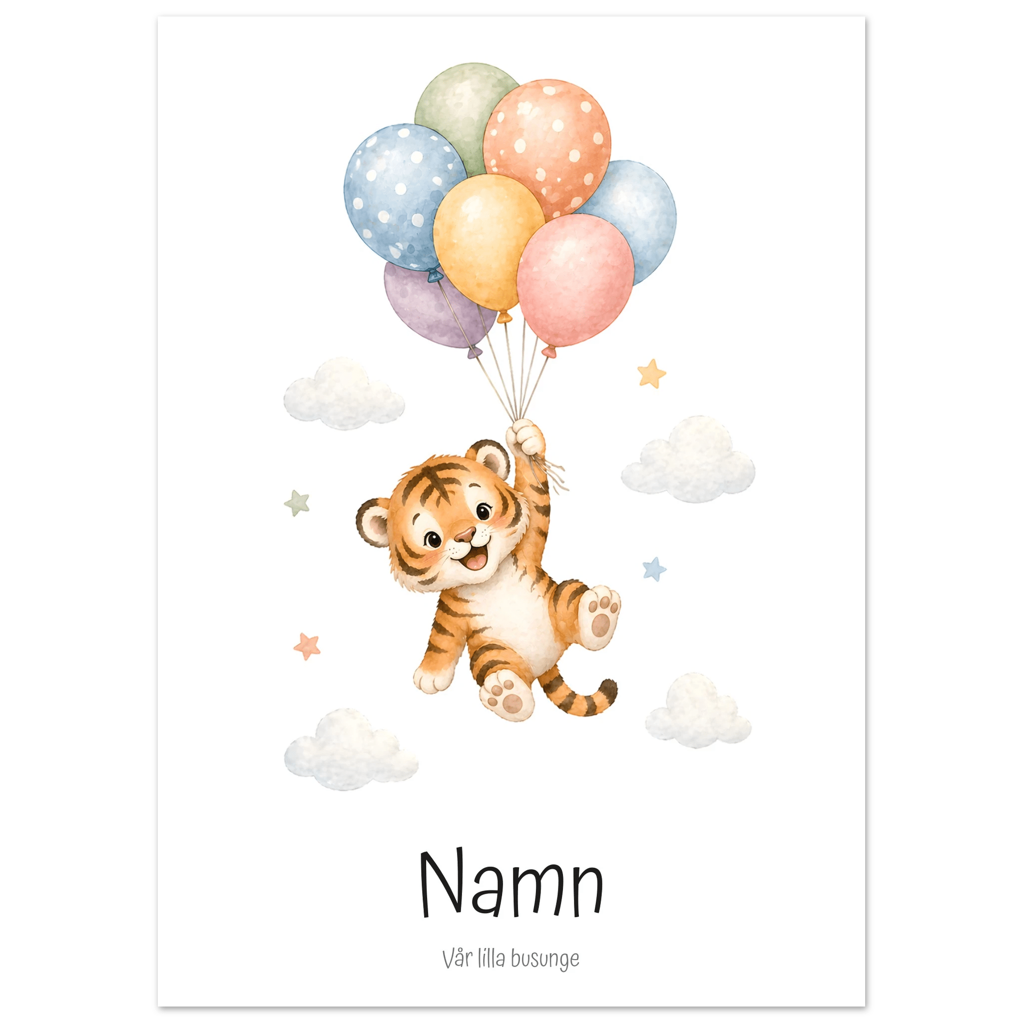 Tiger med personligt namn & text poster