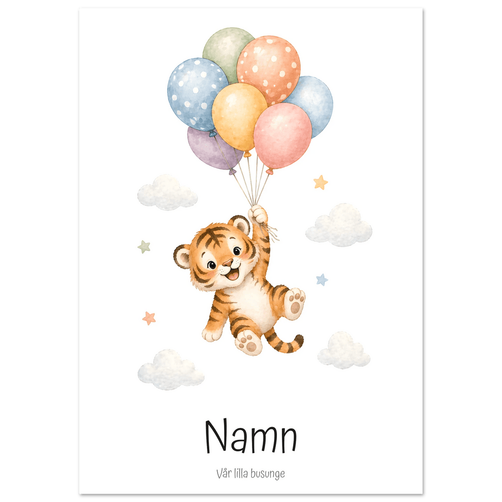 Tiger med personligt namn & text poster