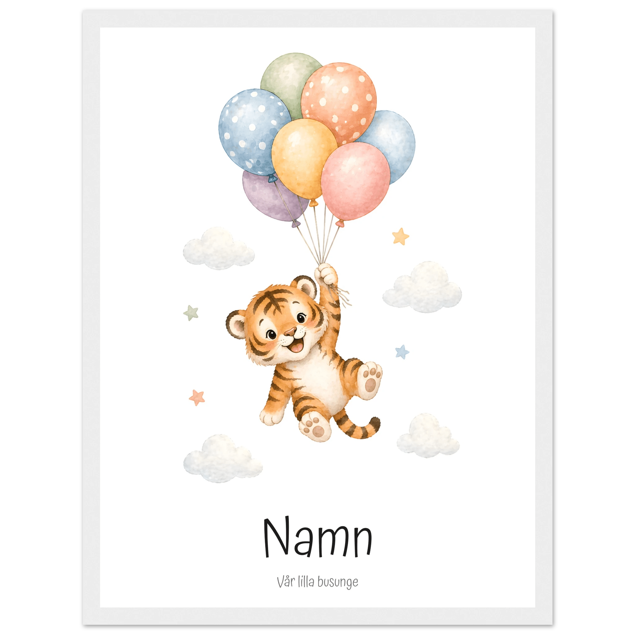 Tiger med personligt namn & text poster