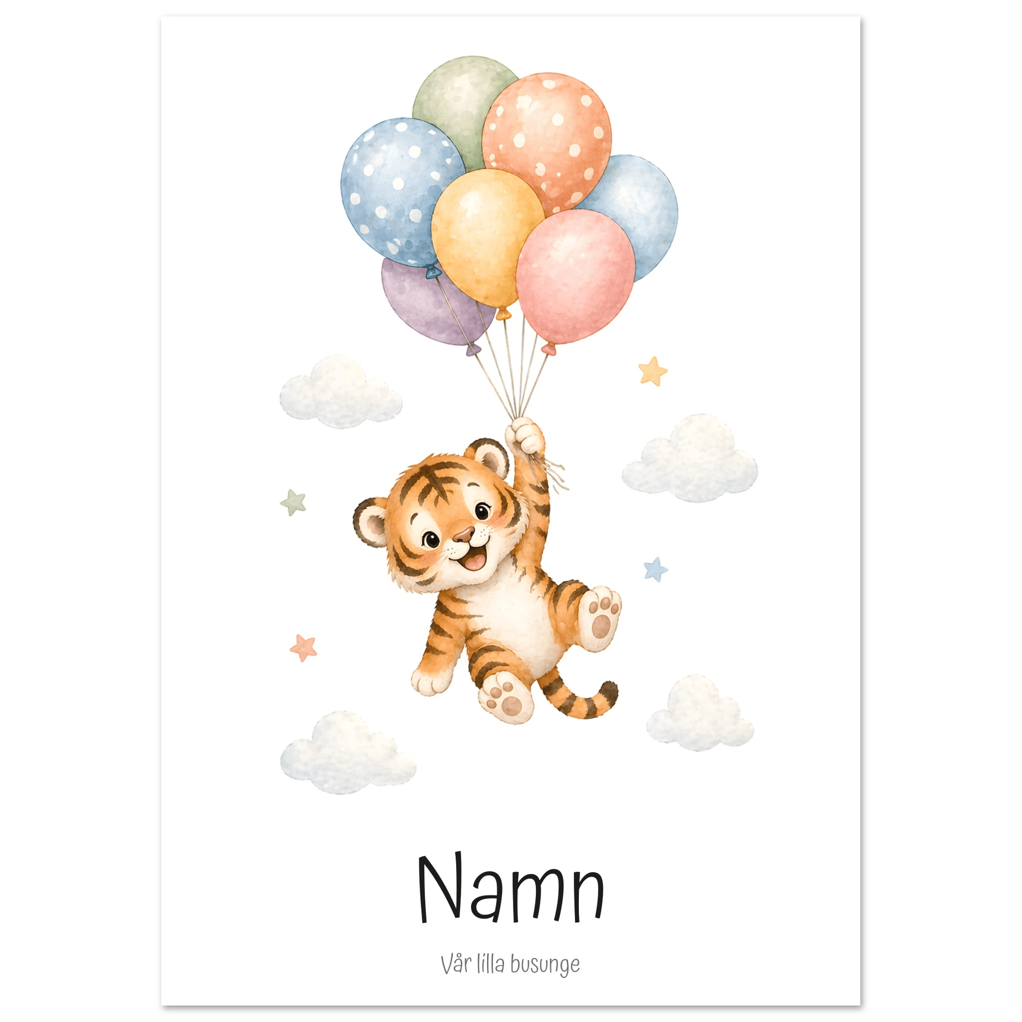 Tiger med personligt namn & text poster