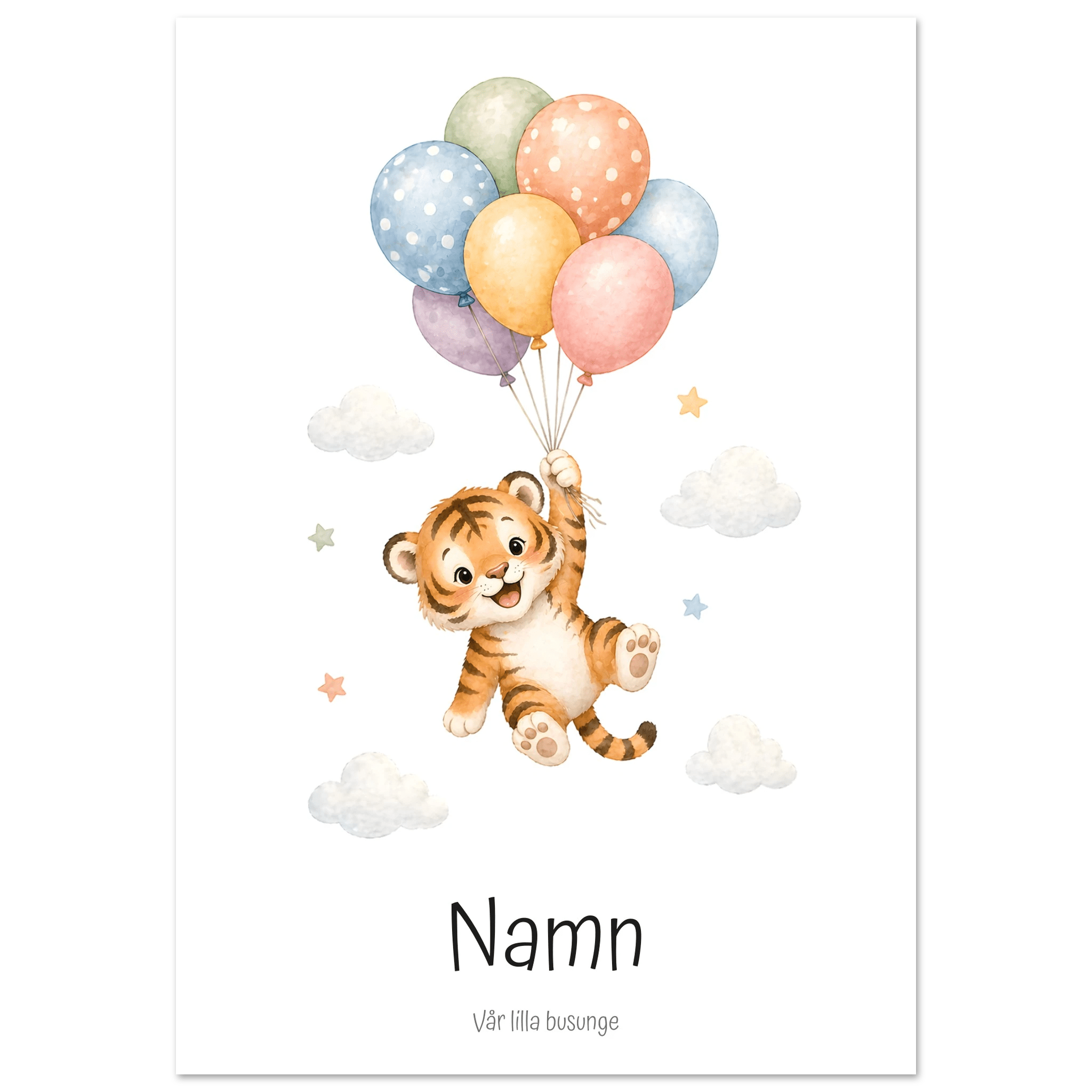 Tiger med personligt namn & text poster
