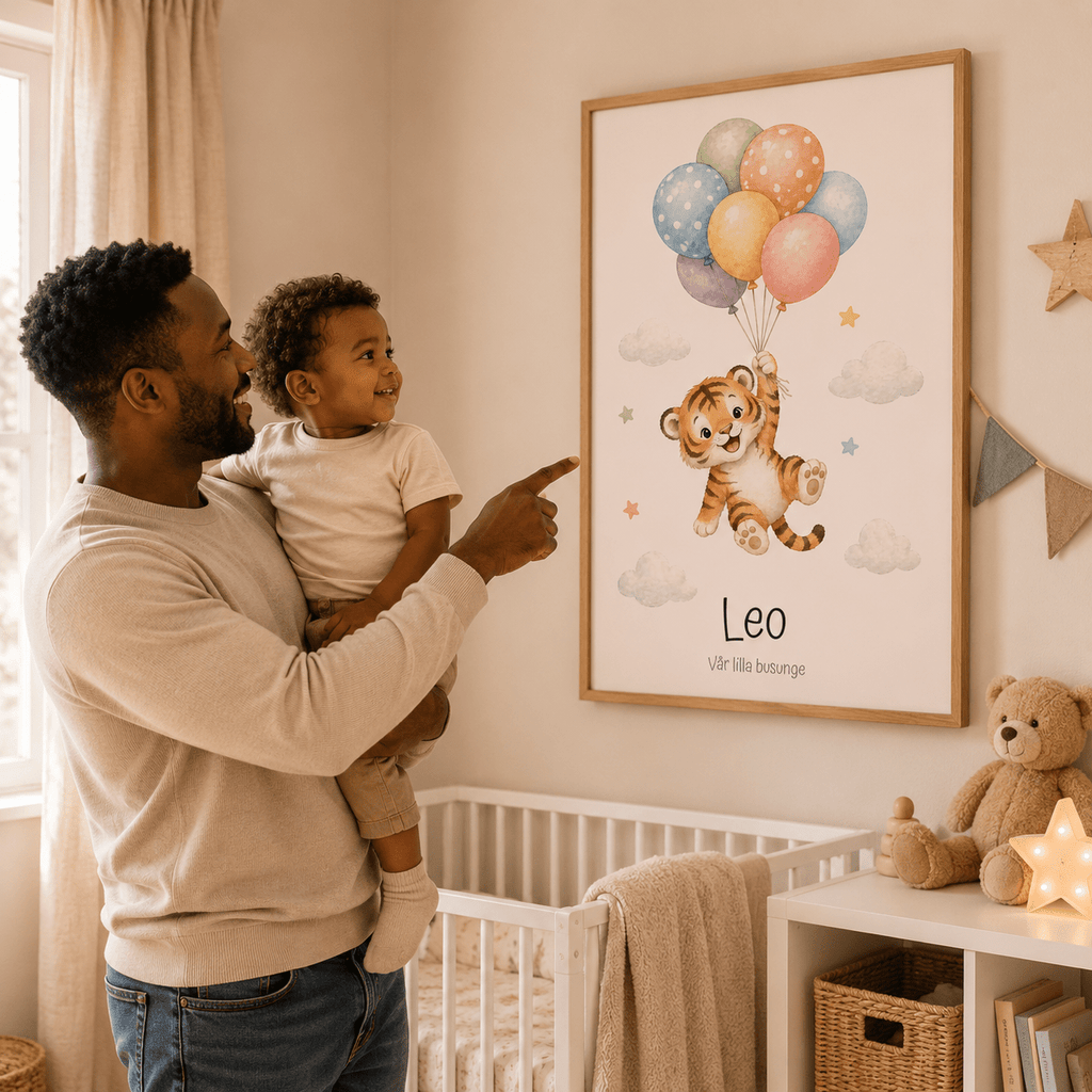 Tiger med personligt namn & text poster
