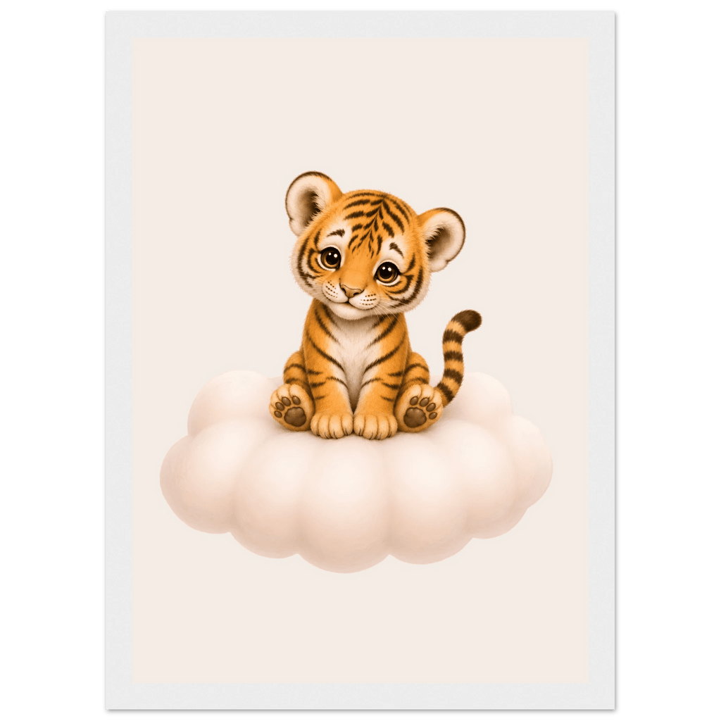 Tiger på moln med namn poster