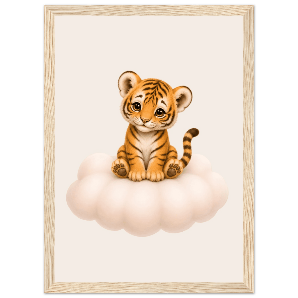 Tiger på moln med namn poster