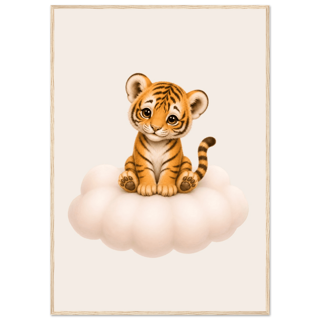 Tiger på moln med namn poster