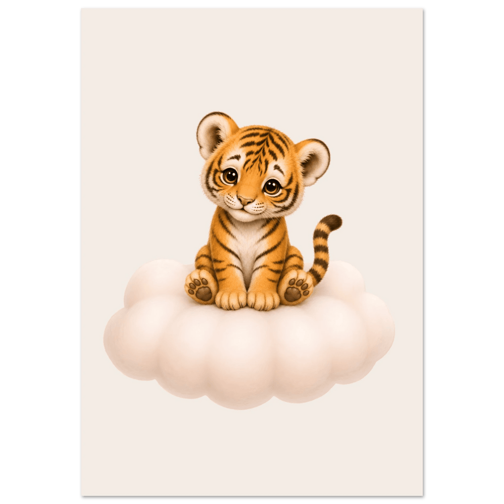 Tiger på moln med namn poster