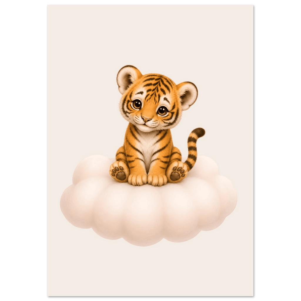 Tiger på moln med namn poster