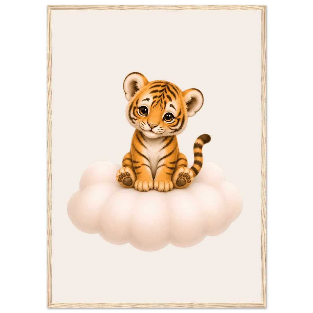 Tiger på moln med namn poster